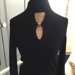 Inc Ribbed Knit Black Turtleneck Size L